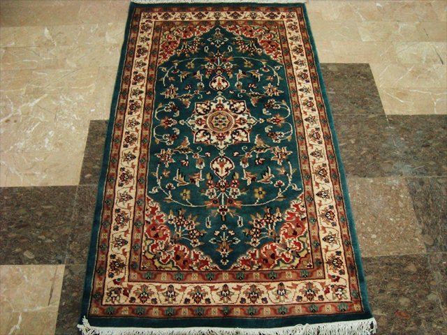 FLORAL IVORY TOUCH HANDKNOTTED RUG WOOL SILK CARPET 5x3  