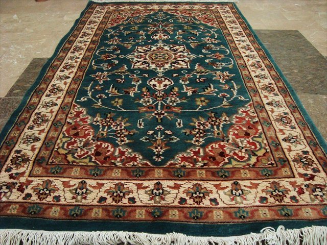 FLORAL IVORY TOUCH HANDKNOTTED RUG WOOL SILK CARPET 5x3  