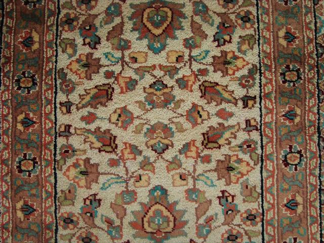 IVORY FLOWER PAIR HAND KNOTTED RUG WOOL SILK CARPET 3X2  