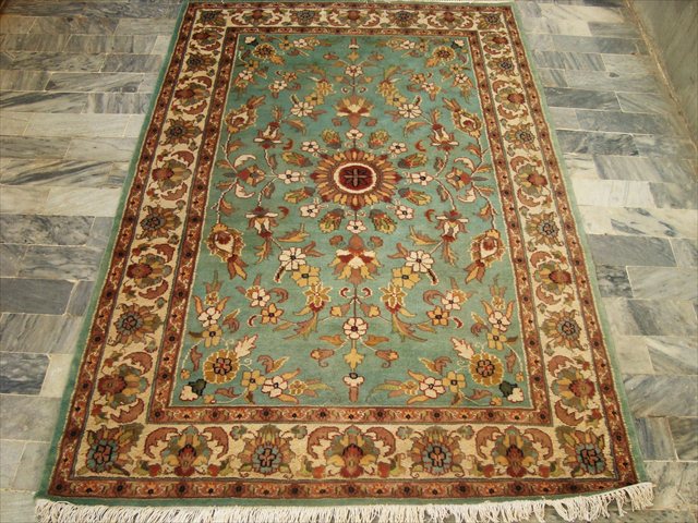 FLOWRAL MEDALLION HAND KNOTTED RUG WOOL SILK CARPET 6X4  