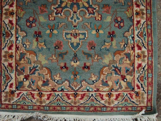 GREY FLOWER PAIR HAND KNOTTED RUG WOOL SILK CARPET 3X2  