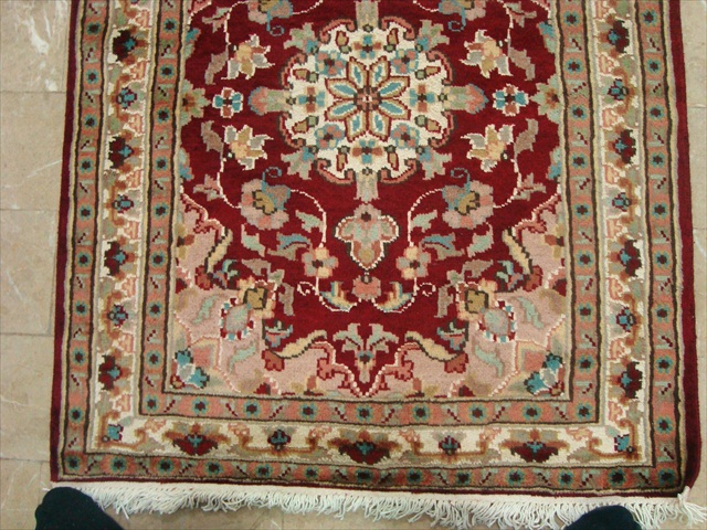 RED FLOWRAL LOVE RUG MAHAL RUNNER HANDKNOTTED 10.2X2.6  