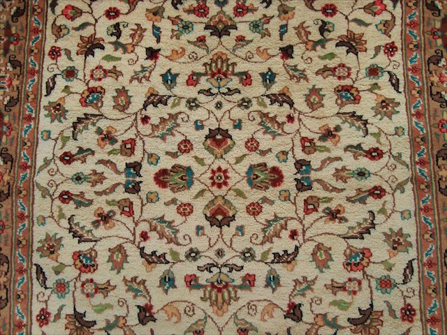 Hot Ivory Flowral Carpet Hand Knotted Rug Wool Silk 6x4