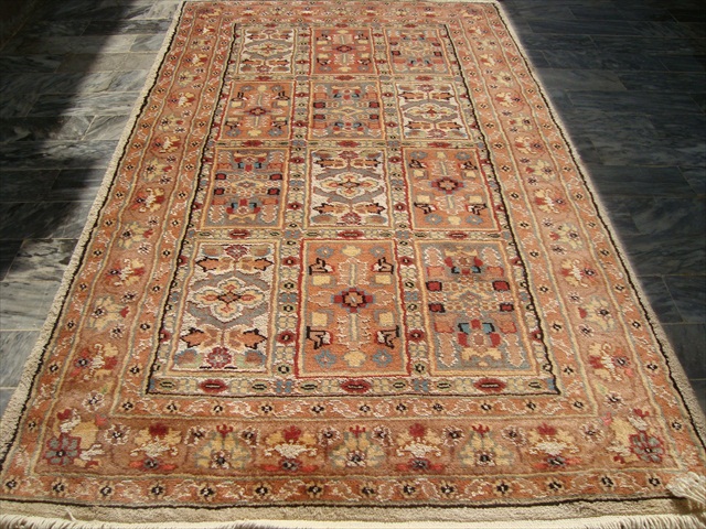 BAKHTIARI HAND KNOTTED RUG FLO CARPET SILK WOOL NEW 5x3  